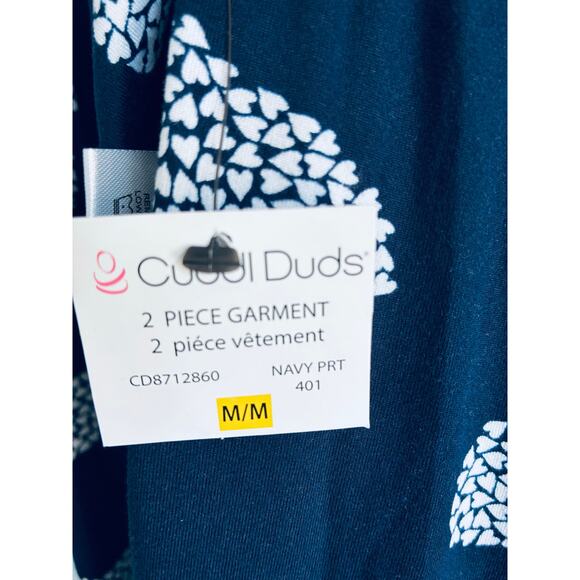 Cuddl Duds Pajama Set NWT Blue and White Hearts Medium - Picture 8 of 10